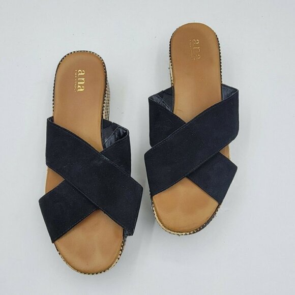 a.n.a Black Crisscross Vamp Platform Slide Sandals Size 8.5 R3 Y2K - Picture 1 of 6